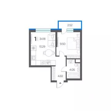 1-к кв. Рязанская область, Рязанский муниципальный округ, с. Дядьково ...