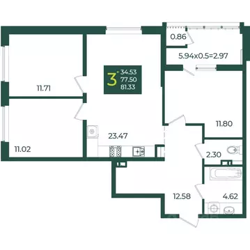 3-к кв. Краснодарский край, Краснодар Образцово мкр,  (81.33 м)
