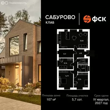 Дом в посёлок городского типа Сабурово, улица Юрия Лотмана (107 м)