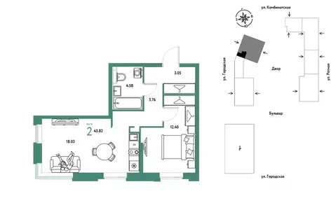 2-к кв. Свердловская область, Екатеринбург муниципальное образование, ...