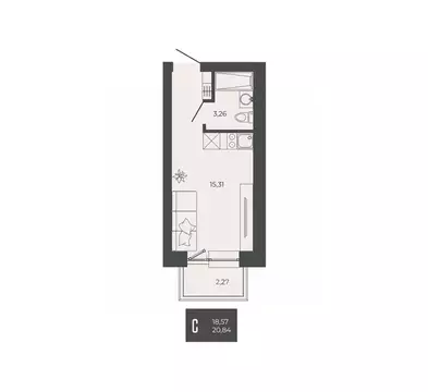 1-к кв. Пензенская область, Пенза ул. Тепличная, 55 (20.84 м)