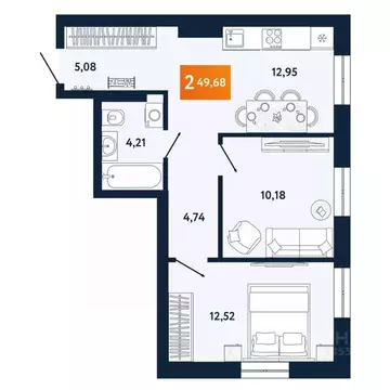 2-к кв. Приморский край, Владивосток Пихтовая ул. (49.49 м)