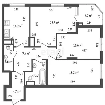 2-комнатная квартира: Санкт-Петербург, проспект Юрия Гагарина, 7 ...