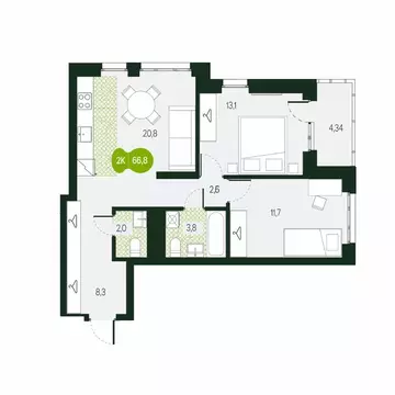 3-к кв. Забайкальский край, Чита Каштакский мкр,  (66.8 м)