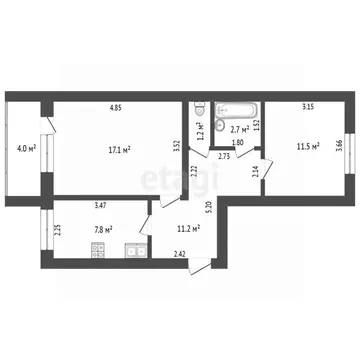 2-к кв. Самарская область, Самара ул. Николая Панова, 30 (53.5 м)