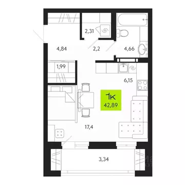 1-к кв. Томская область, Томск Уютный жилой квартал, ул. Маяковского, ...