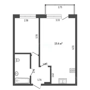 1-к кв. Тюменская область, Тюменский муниципальный округ, пос. ...