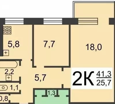 2-комнатная квартира: Нижний Новгород, проспект Кораблестроителей, 18 ...