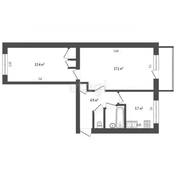 2-к кв. Вологодская область, Череповец ул. Краснодонцев, 82 (45.4 м)
