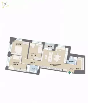 3-к кв. Свердловская область, Екатеринбург Эльмаш жилрайон,  (85.58 м)