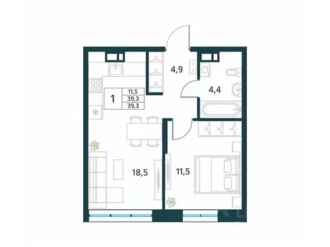 1-к кв. Забайкальский край, Чита Хороший мкр, 15 (39.3 м)