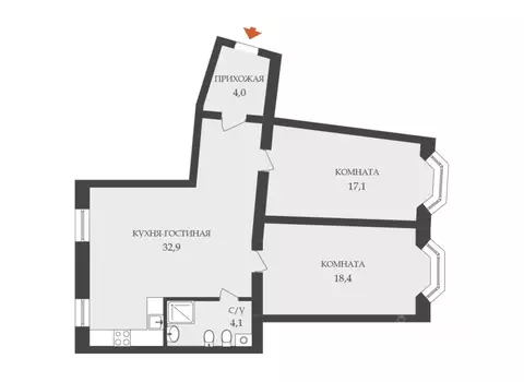 2-к кв. Санкт-Петербург Кондратьевский просп., 42 (72.5 м)