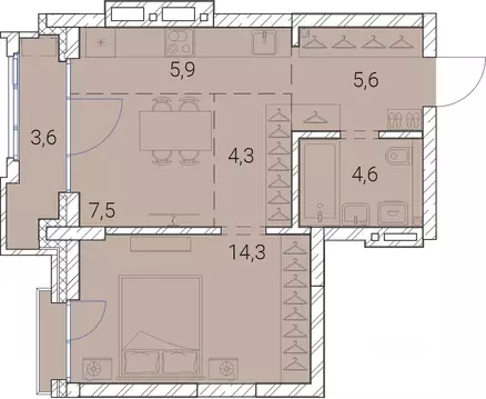 2-к кв. Новосибирская область, Новосибирск Овражная ул., 2А (45.8 м)