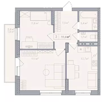 2-к кв. Башкортостан, Стерлитамак Солнечный мкр,  (59.4 м)