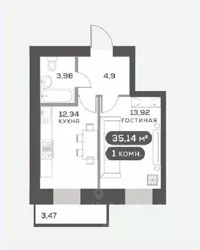 1-к кв. Красноярский край, Красноярск Академгородок мкр,  (35.14 м)