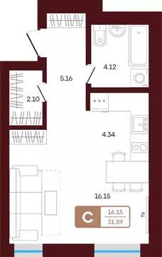 1-к кв. Башкортостан, Иглинский район, с. Акбердино  (31.87 м)
