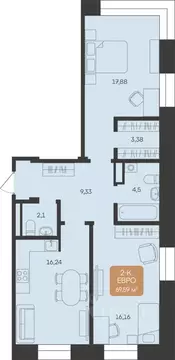 2-к кв. Ямало-Ненецкий АО, Новый Уренгой Созидателей мкр, 5/2 (69.59 ...