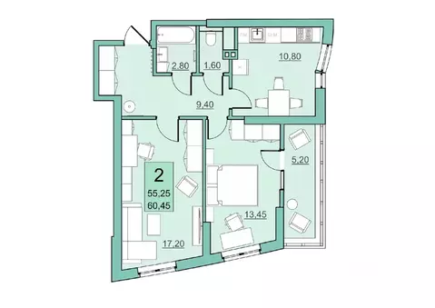 2-к кв. Саратовская область, Балаково Комсомольская ул., 65 (55.25 м)