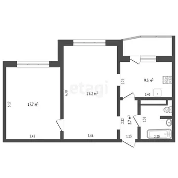 2-комнатная квартира: Тюмень, улица Федюнинского, 60 (58.6 м)