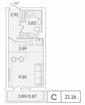 Квартира-студия: Мурино, Графская улица, 6к1 (20.3 м)