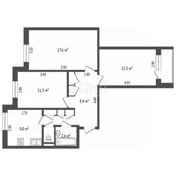 3-к кв. Ямало-Ненецкий АО, Новый Уренгой Советский мкр, 9/2 (66.8 м)
