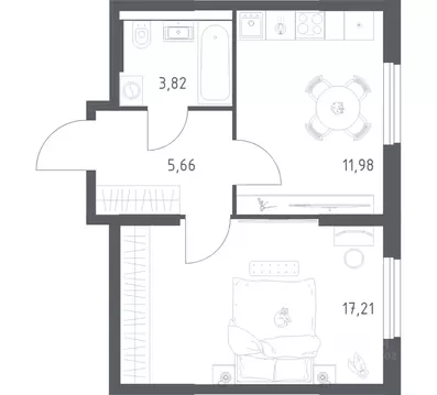 1-к кв. Башкортостан, Уфа ул. Минигали Губайдуллина, 8к9 (38.67 м)