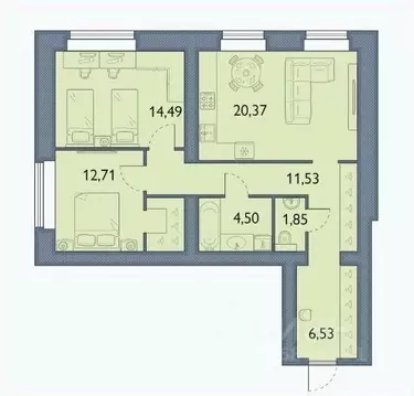 2-к кв. Брянская область, Брянский район, пос. Мичуринский, ...