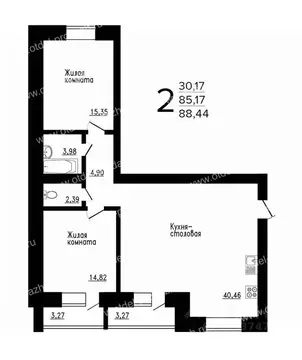 3-к кв. Воронежская область, Семилуки ул. Маяковского, 37/4 (80.9 м)