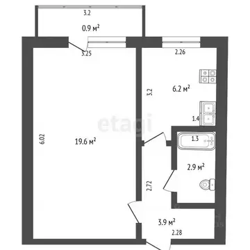 1-к кв. Башкортостан, Стерлитамак Коммунистическая ул., 51 (32.6 м)