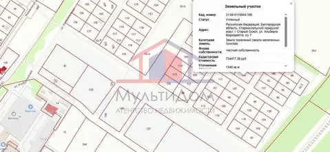 Участок в Белгородская область, Старый Оскол ул. Альберта Моржаретто ...