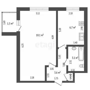 1-к кв. Башкортостан, Стерлитамак просп. Октября, 71 (32.5 м)