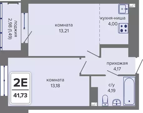 2-к кв. Пермский край, Пермь Гайва мкр,  (41.73 м)