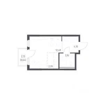 Студия Москва № 35 кв-л,  (23.18 м)