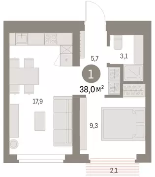 1-комнатная квартира: Екатеринбург, микрорайон Академический, 19-й ...