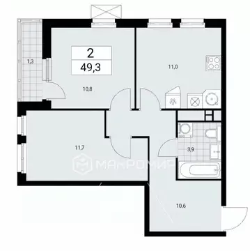 2-к кв. Москва Скандинавия жилой комплекс, 37.2.2 (49.4 м)