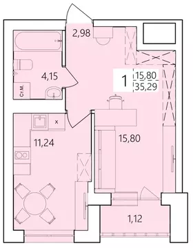 1-к кв. Башкортостан, Уфа ул. Пожарского, 237 (35.29 м)