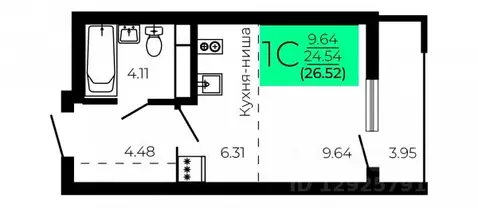 Студия Воронежская область, Воронеж Оникс жилой комплекс (26.52 м)