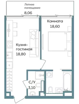 1-к кв. Крым, Саки ул. Морская (48.56 м)