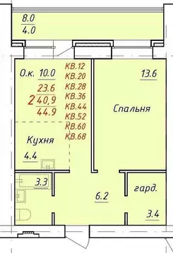 2-к кв. Алтайский край, Новоалтайск ул. 9 Января, 21 (44.9 м)