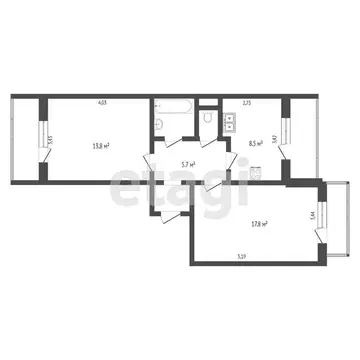 2-комнатная квартира: Омск, микрорайон Городок Нефтяников, улица 22 ...