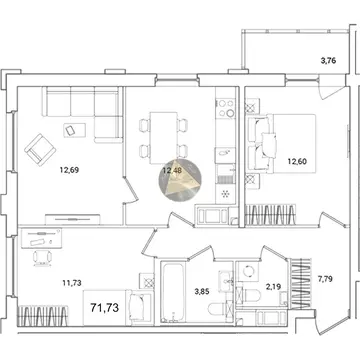 3-комнатная квартира: Санкт-Петербург, Суздальское шоссе, 18к4 (71.73 ...