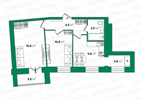 2-к кв. Кировская область, Киров ул. Энтузиастов, 60/4 (48.6 м)