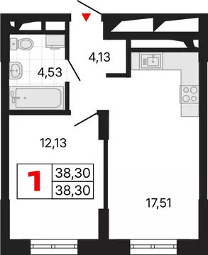 1-комнатная квартира: Екатеринбург, жилой район Втузгородок, ЖК Алиса ...