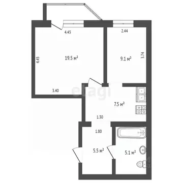 2-к кв. Ямало-Ненецкий АО, Ноябрьск ул. Цоя, 17А (49.0 м)