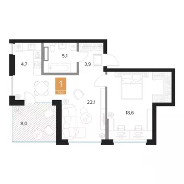 1-к кв. Курская область, Курск Парковый квартал Чувства жилой комплекс ...