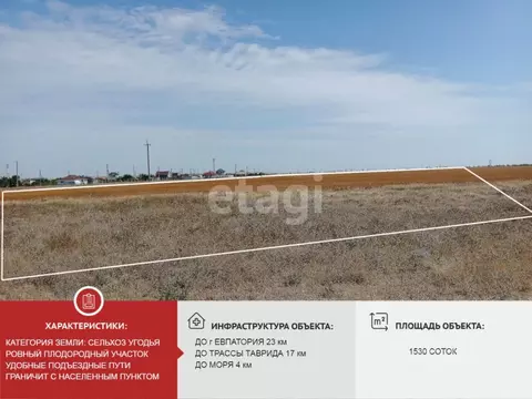 Участок в Крым, Сакский район, с. Штормовое  (1530.44 сот.)