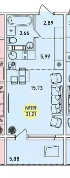 Студия Ярославская область, Ярославль 2-й мкр,  (31.21 м)