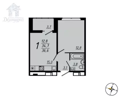 1-к кв. Воронежская область, Воронеж просп. Труда, 93к4 (36.6 м)