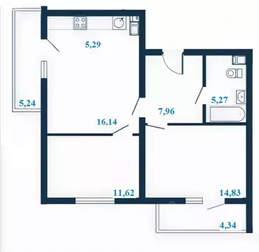 3-к кв. Волгоградская область, Волгоград ул. Клары Цеткин, 1А (64.85 ...