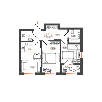 3-к кв. Ростовская область, Батайск ул. Дружная, 10 (58.84 м)